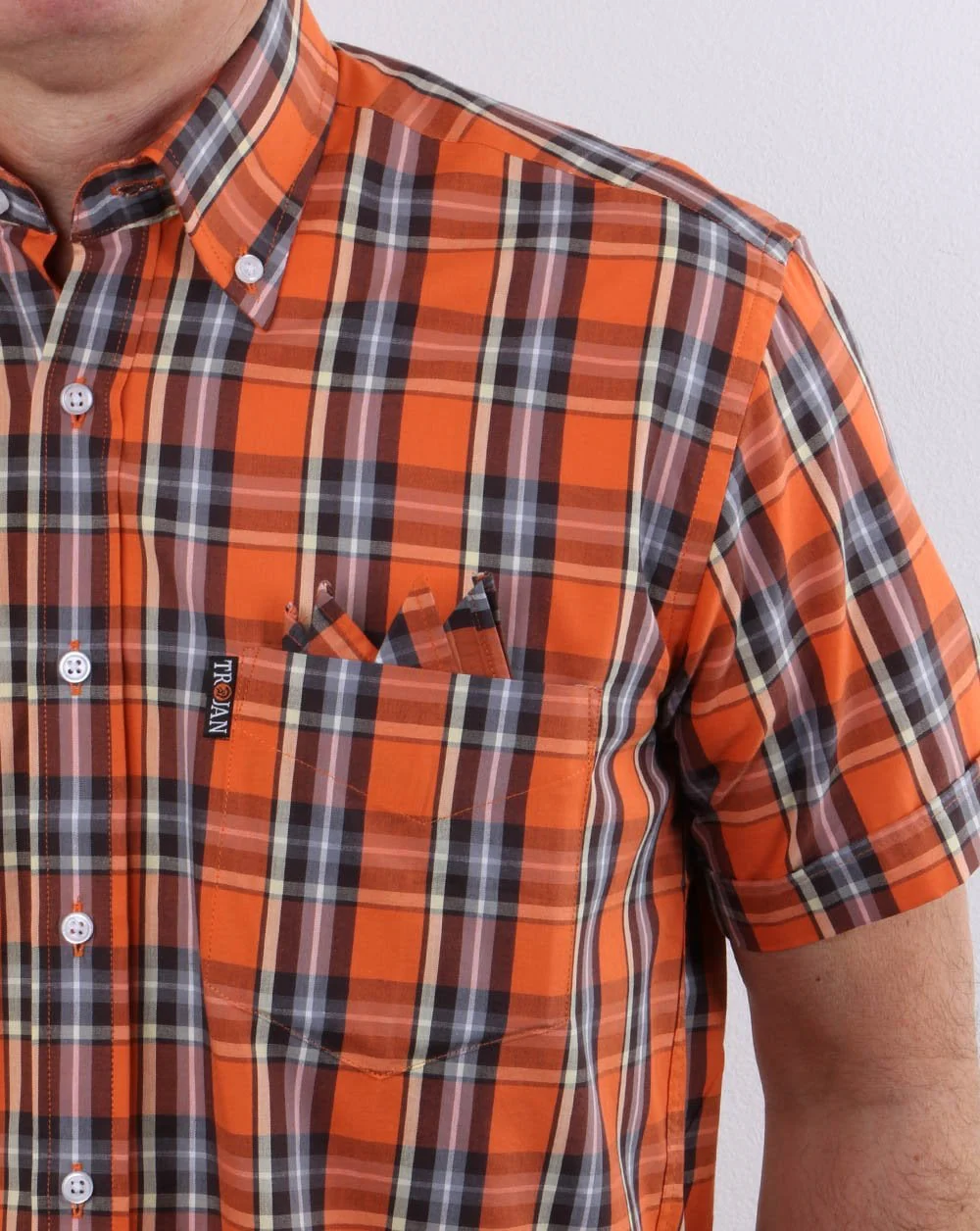 Trojan Check Shirt Orange - Image 2