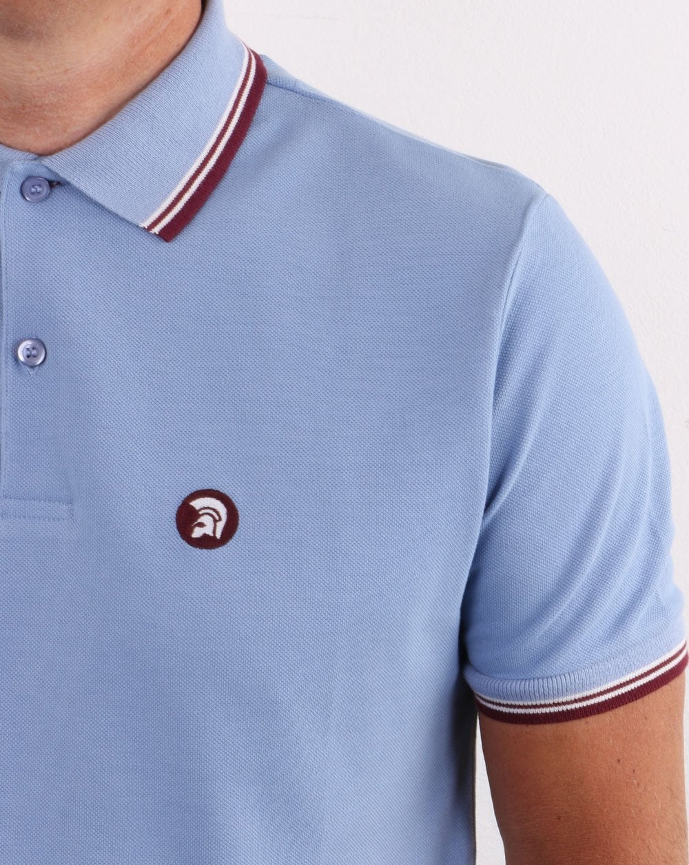 Trojan Classic Tipped Polo Shirt Sky - Image 2