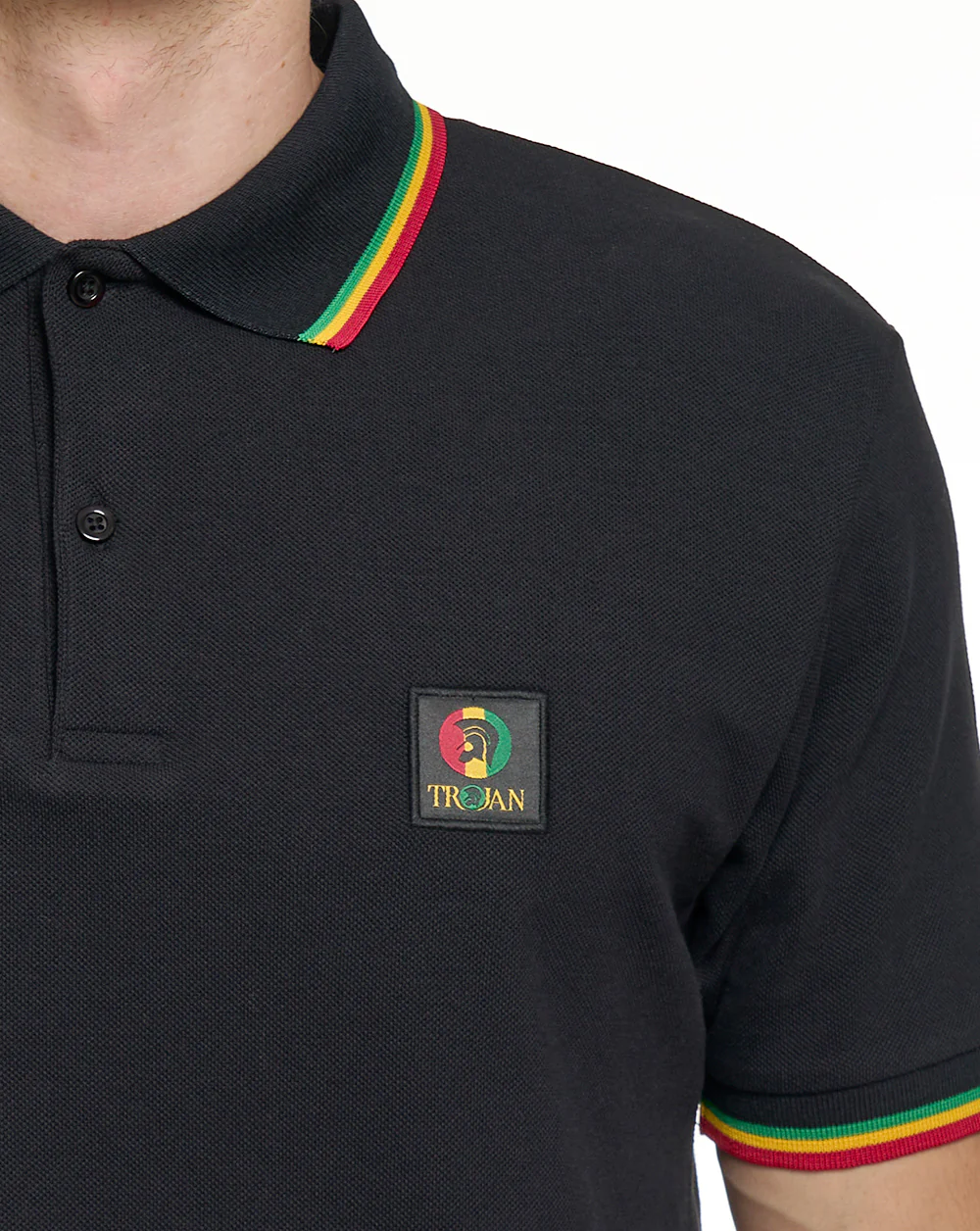 Trojan Flag Badge Pique Polo Rasta - Image 3