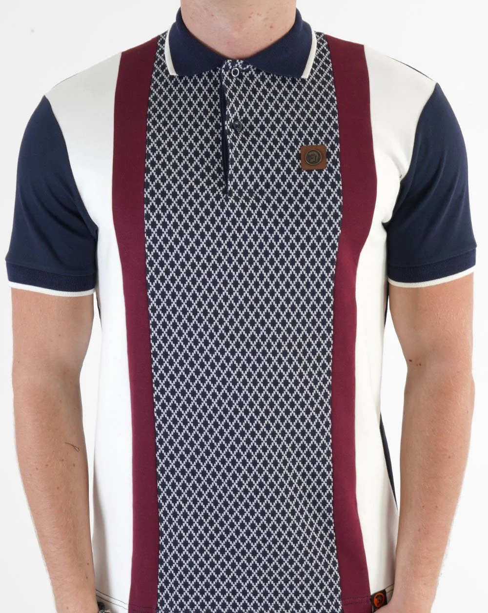 Trojan Geometric Panel Polo Navy - Image 2