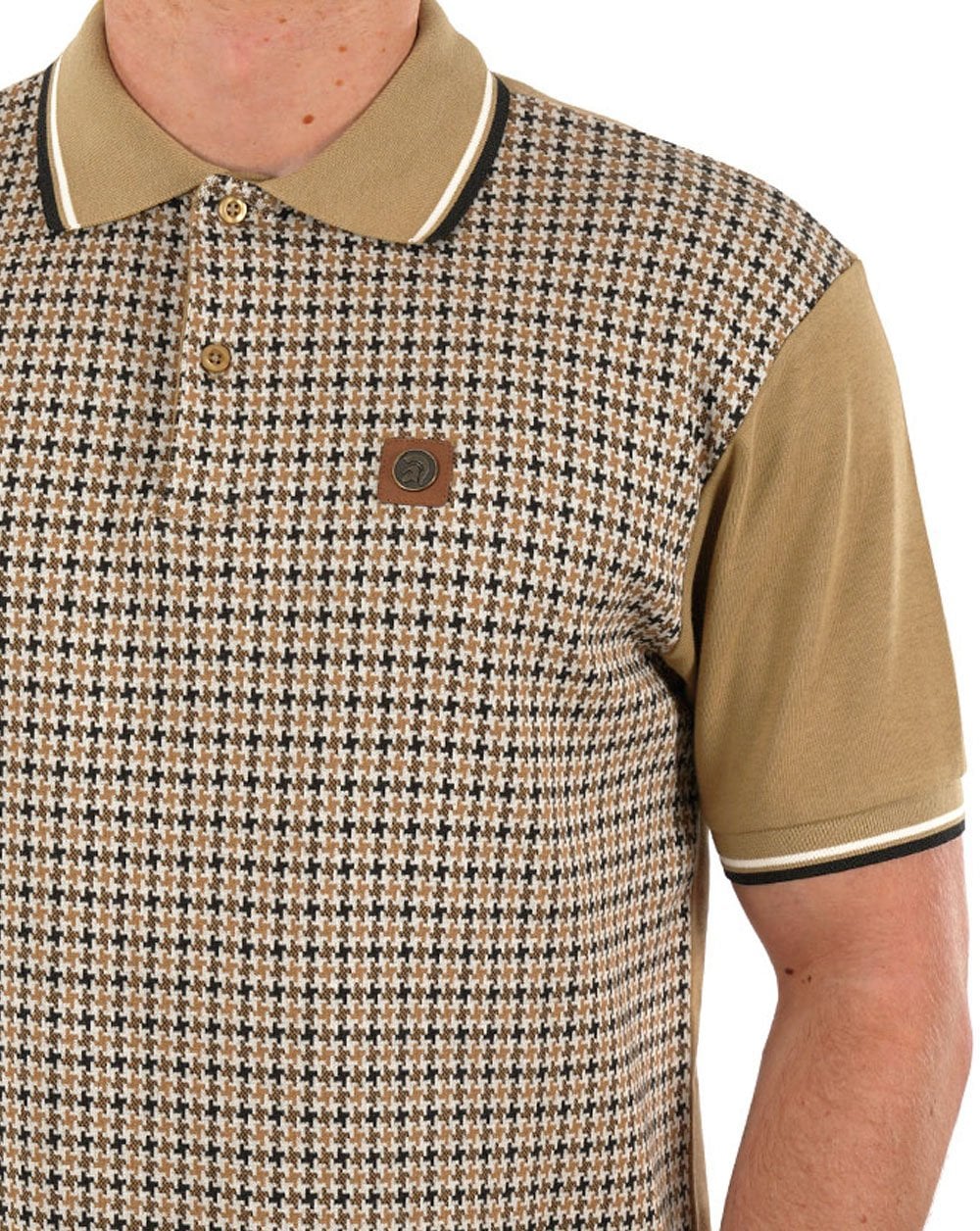 Trojan Houndstooth Panel Polo Camel - Image 2
