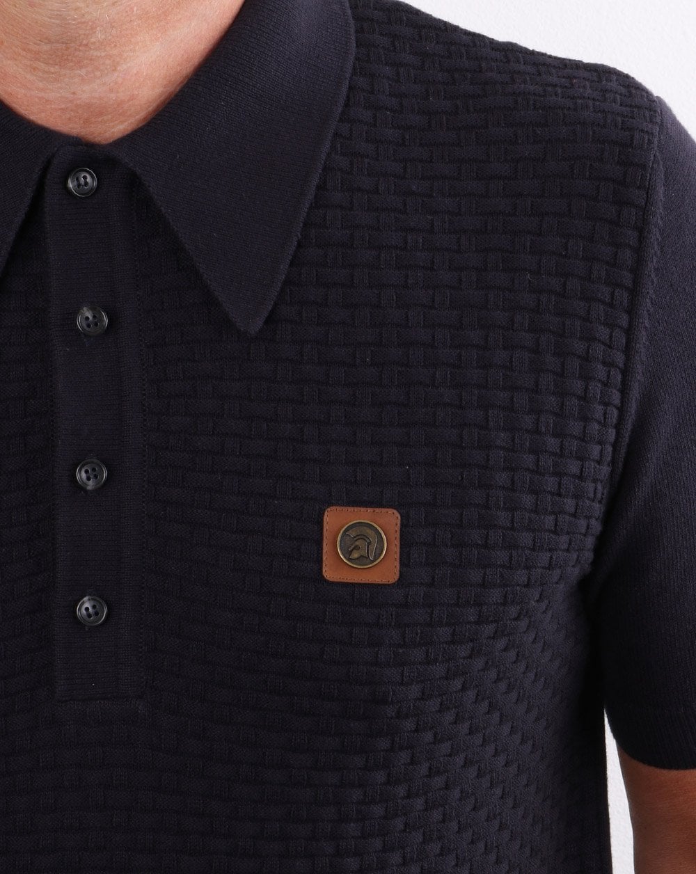 Trojan knit Polo Shirt Navy - Image 2