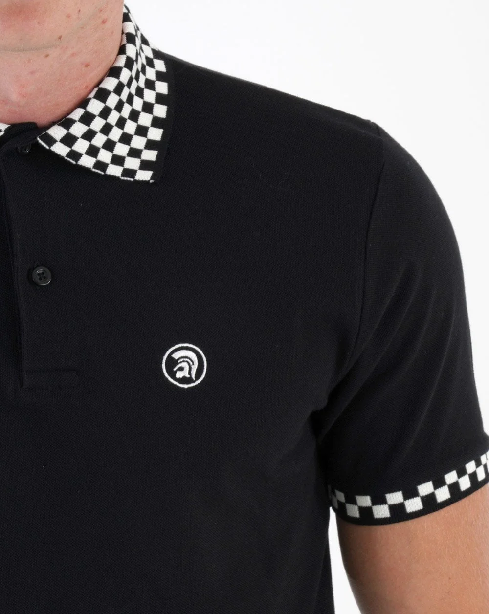 Trojan Mono Trim Pique Polo Black - Image 2