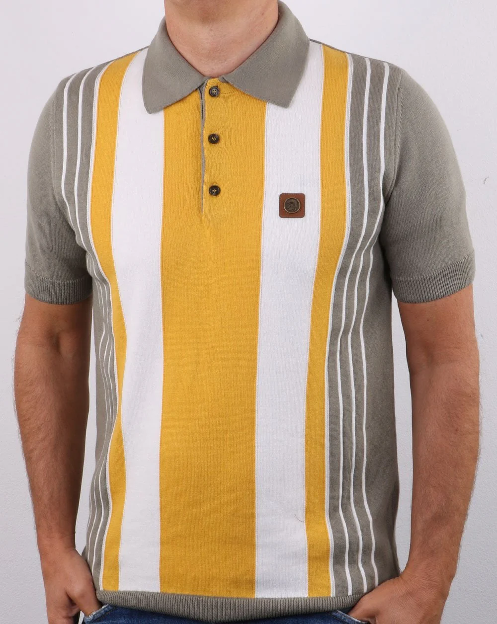 Trojan Multi-stripe Knit Polo Slate - Image 2