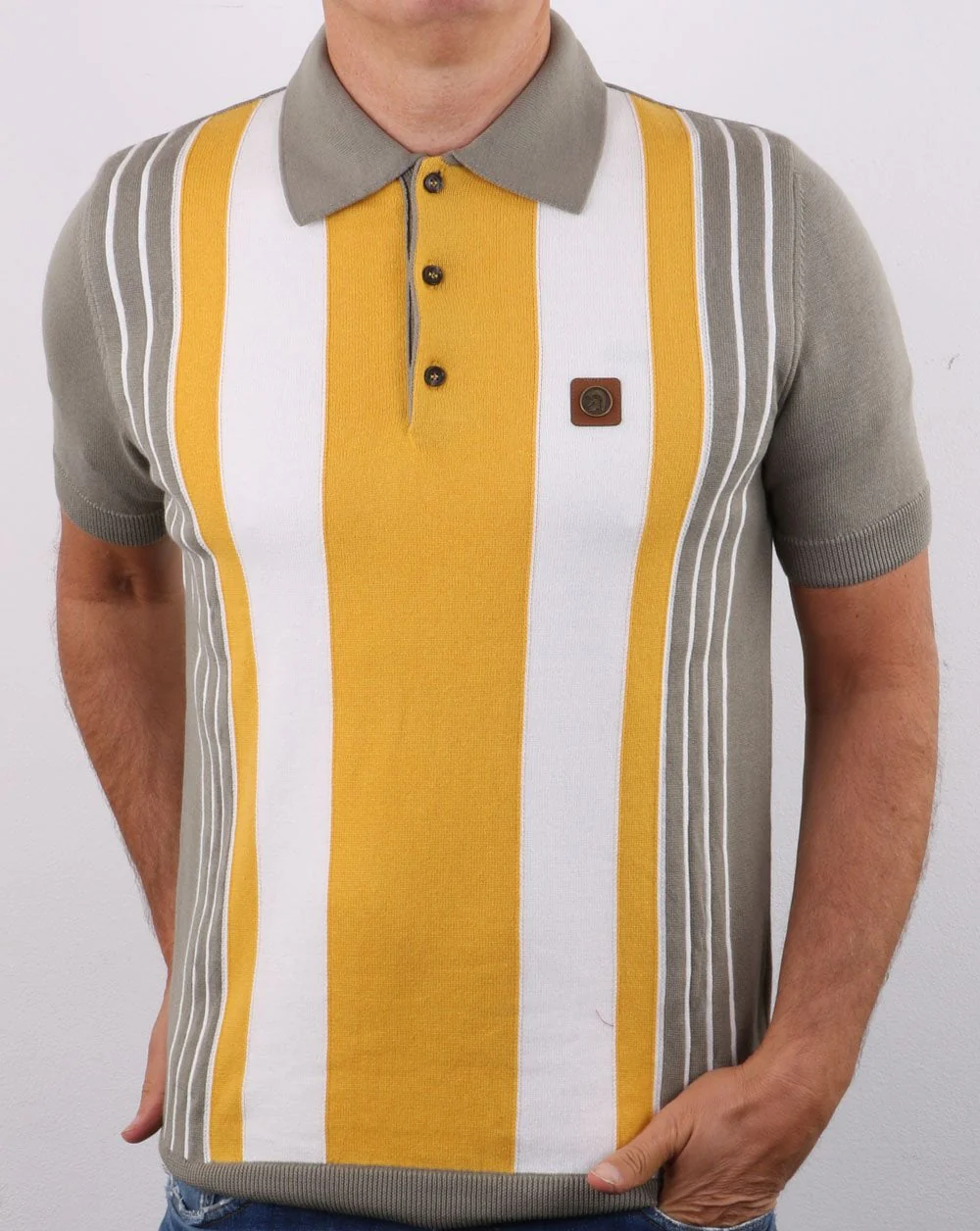 Trojan Multi-stripe Knit Polo Slate - Image 3