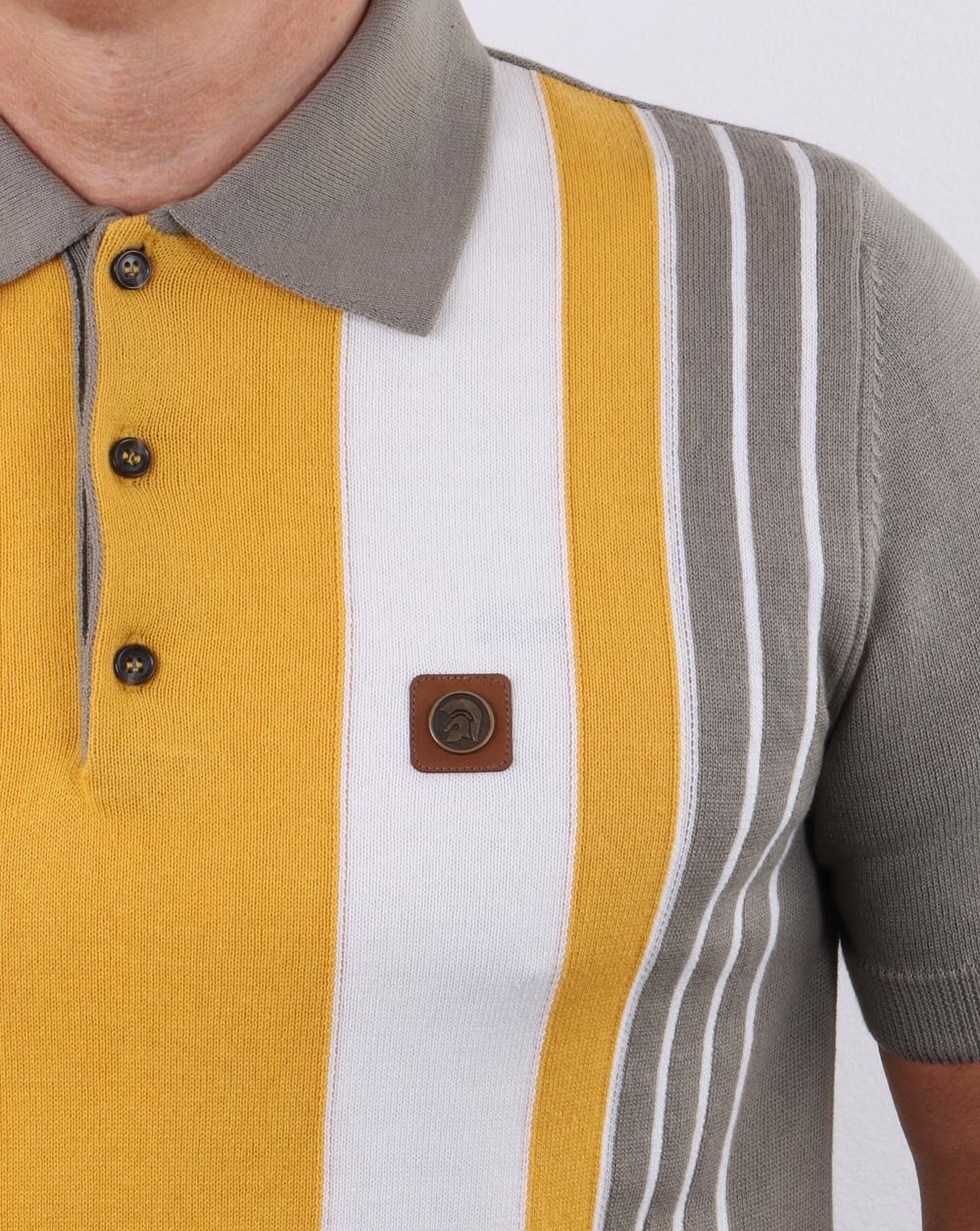 Trojan Multi-stripe Knit Polo Slate - Image 4