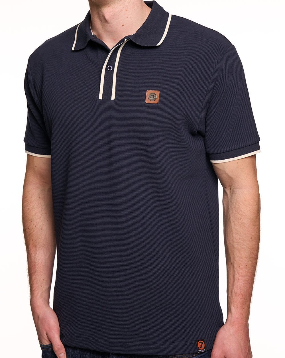 Trojan Ottoman Stripe Trim Polo Shirt Navy - Image 2