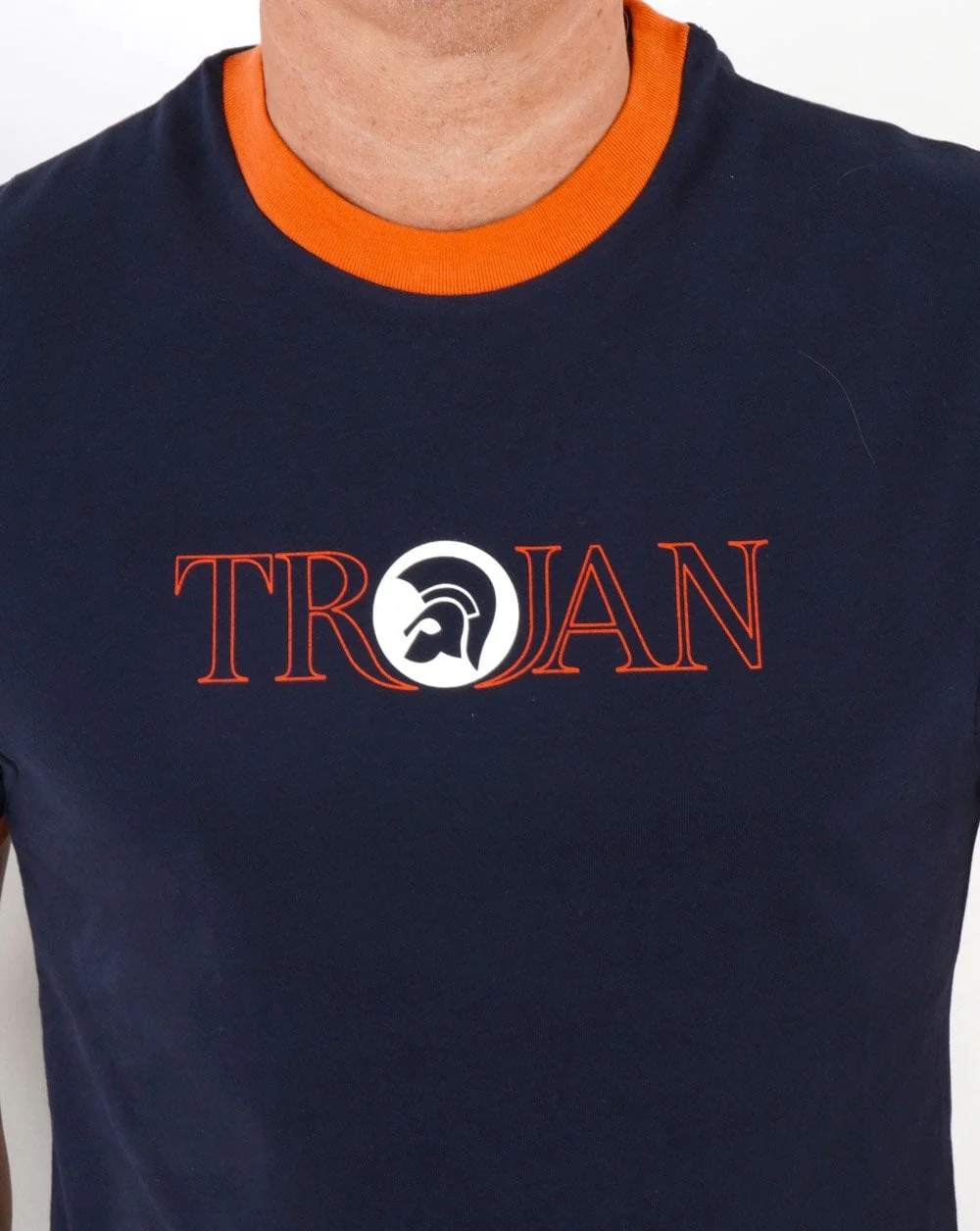 Trojan Outline Logo T Shirt Navy - Image 2