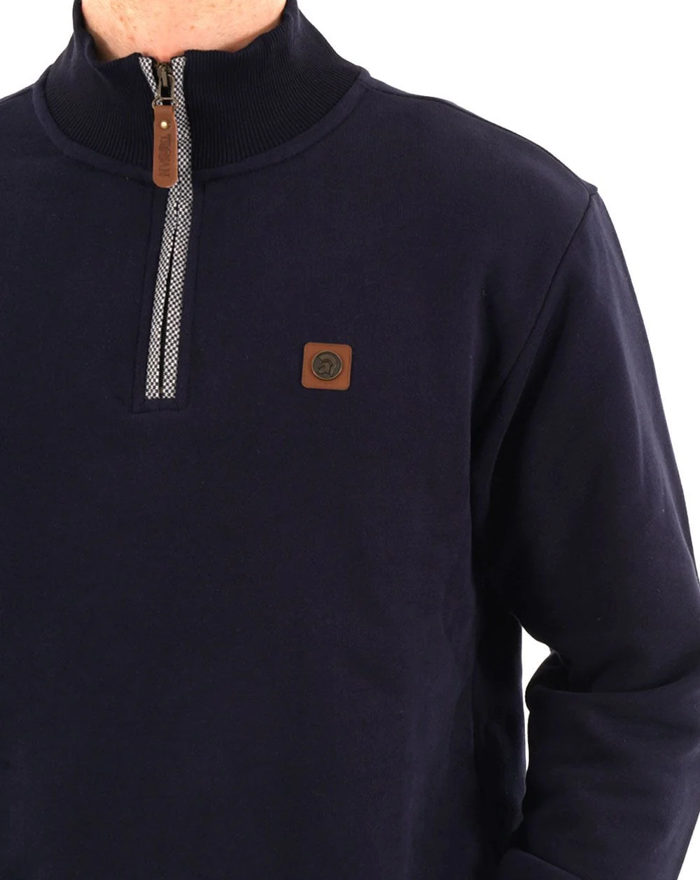 Trojan Quarter Zip Trim Sweat Navy - Image 2