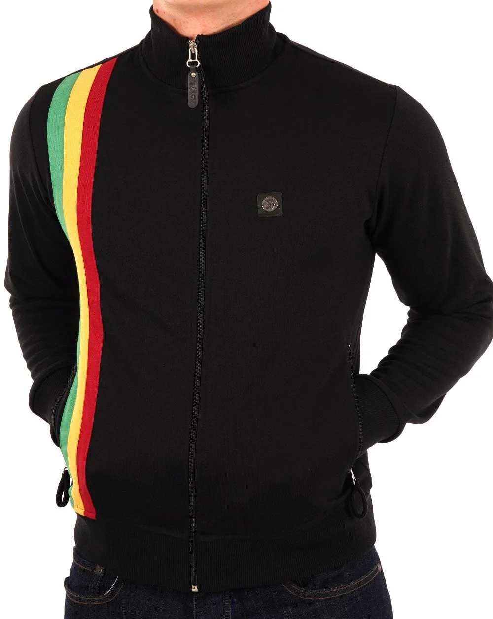 Trojan Racing Stripe Track Top Black - Image 2