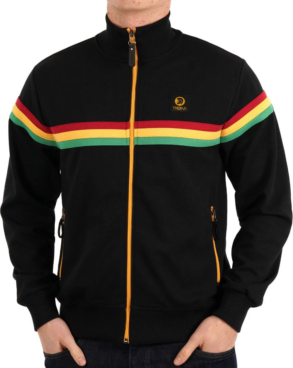 Trojan Retro Stripe Track Top Black