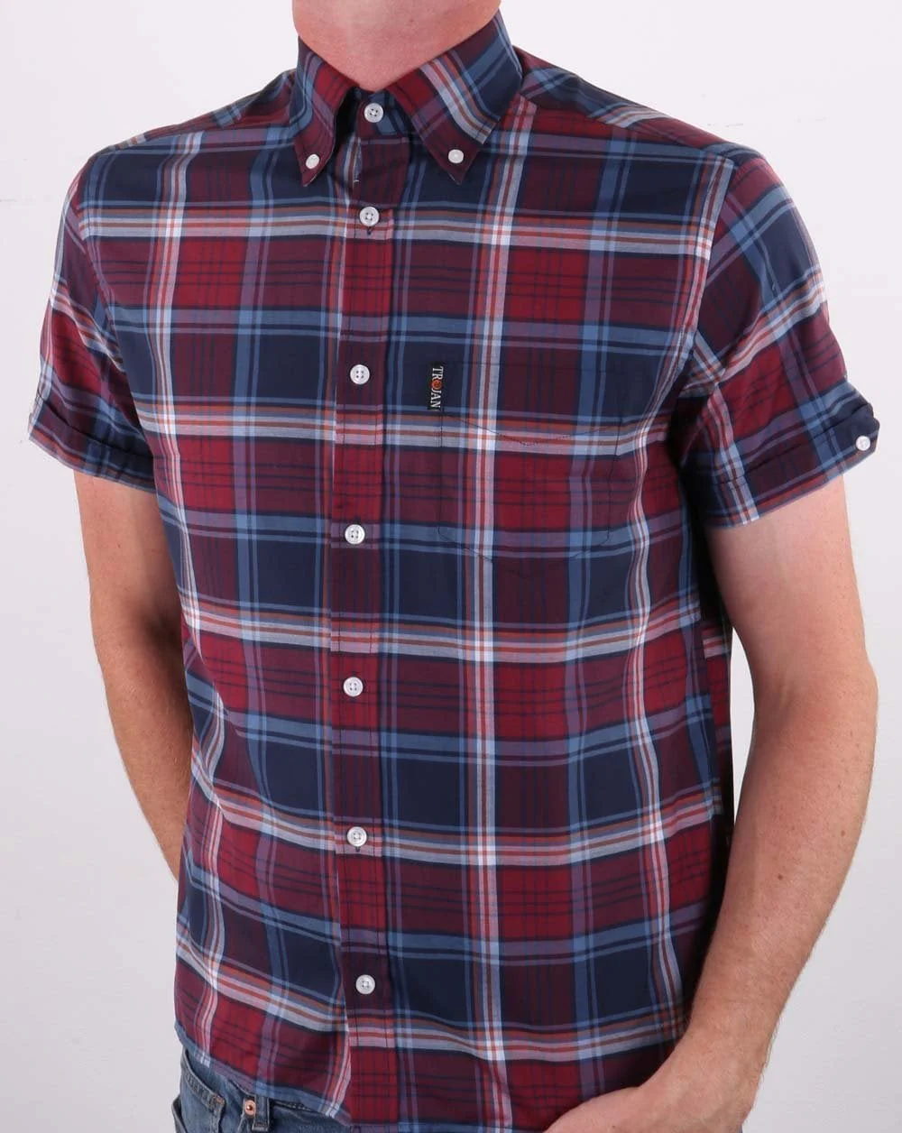 Trojan Tartan Check Shirt Port - Image 2