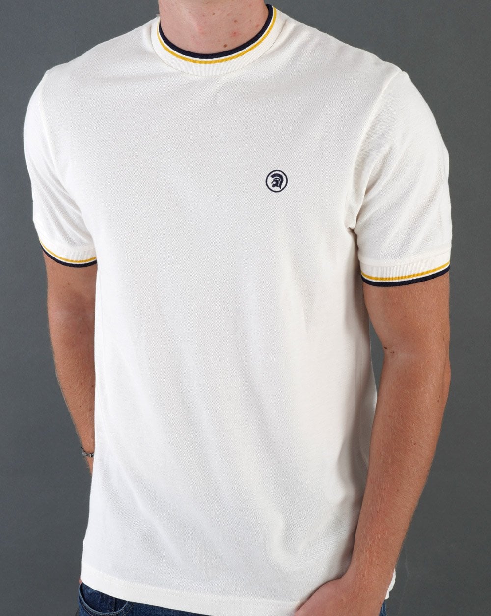 Trojan Twin Tipped Pique T-shirt Ecru - Image 2