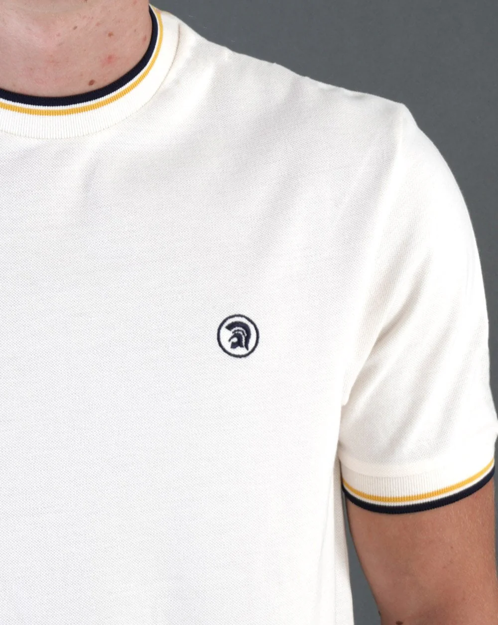 Trojan Twin Tipped Pique T-shirt Ecru - Image 3