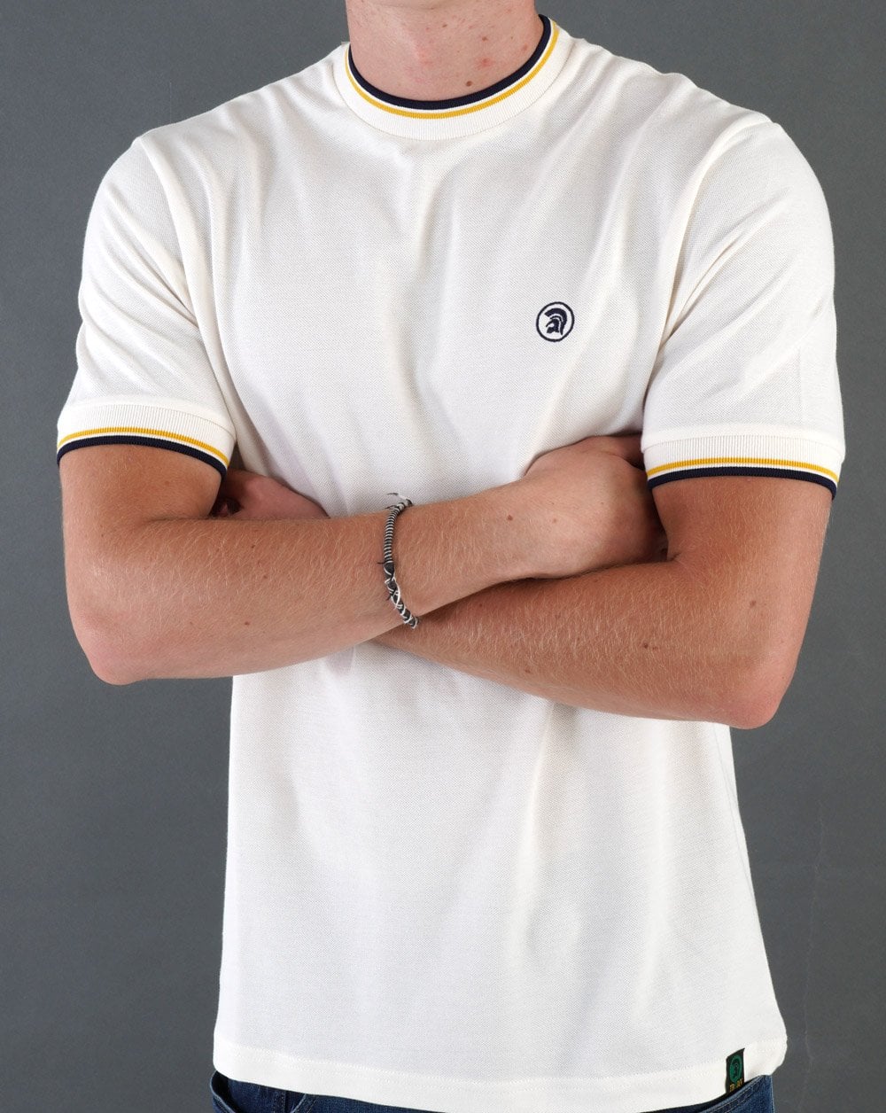 Trojan Twin Tipped Pique T-shirt Ecru - Image 4