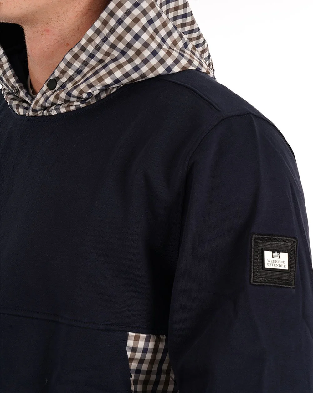 Weekend Offender Bayswater Hoodie Navy/Mid House Check - Image 2