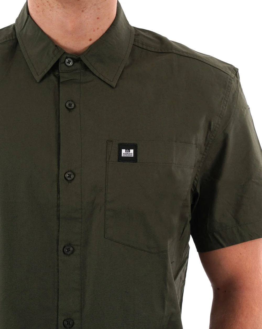 Weekend Offender Borak Short Sleeve Shirt Khaki Green - Image 2
