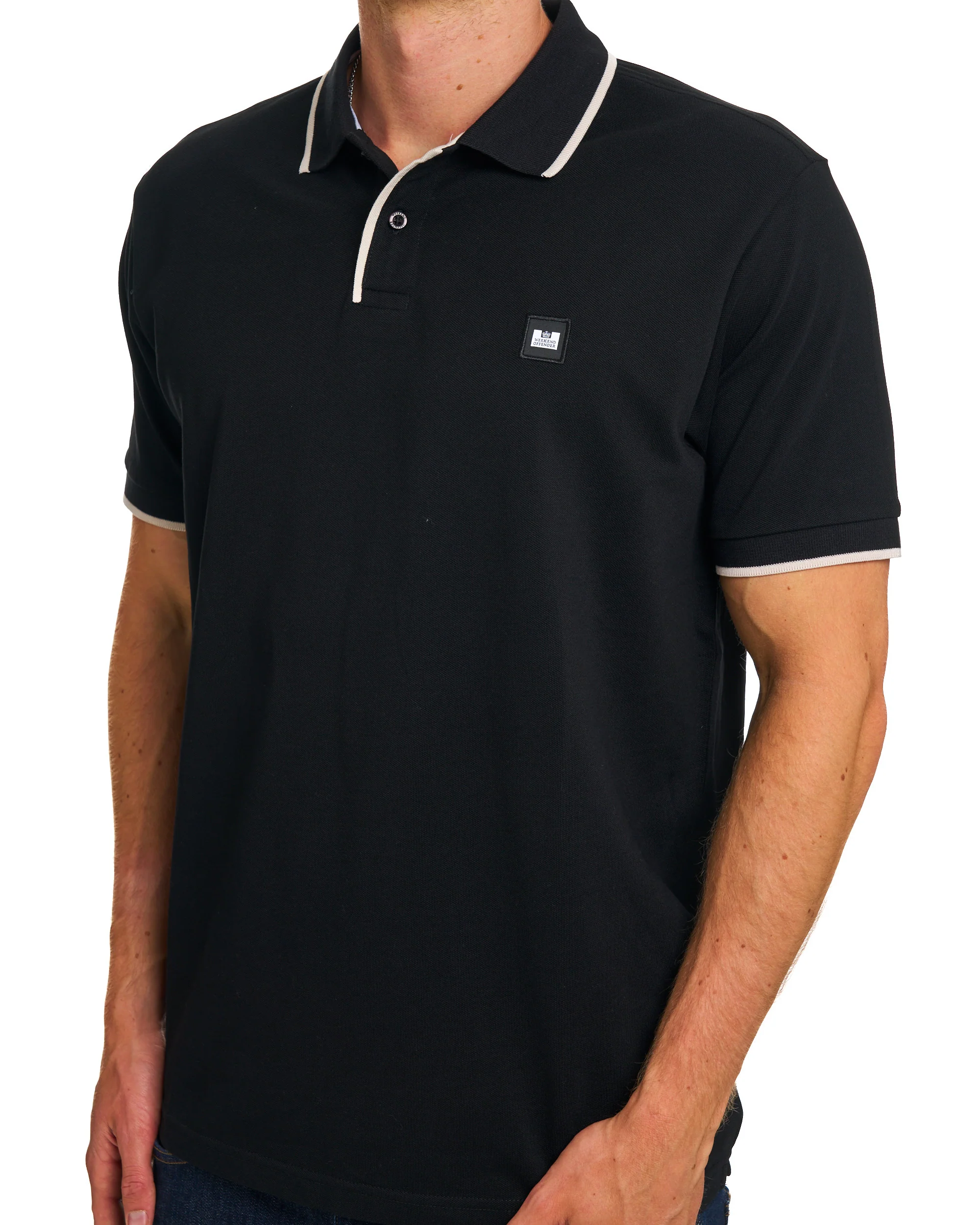 Weekend Offender Cadwell Polo Shirt Black - Image 3