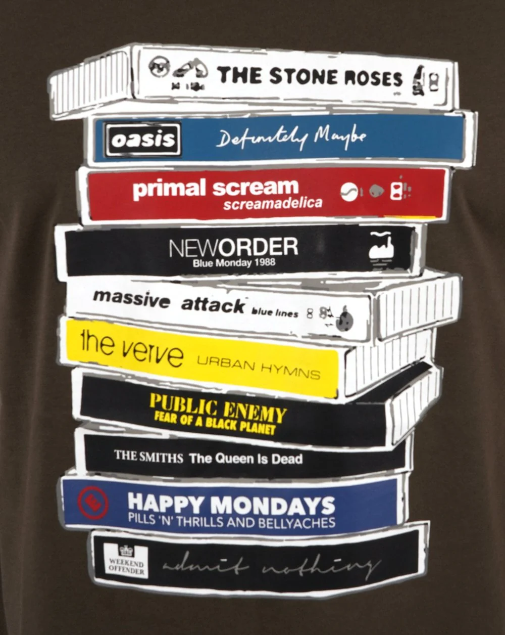 Weekend Offender Cassettes T-shirt Khaki Green - Image 2