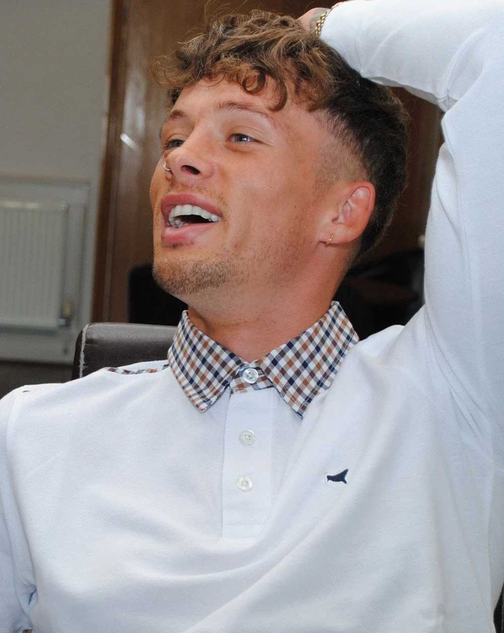 Weekend Offender Check Collar Polo White - Image 2