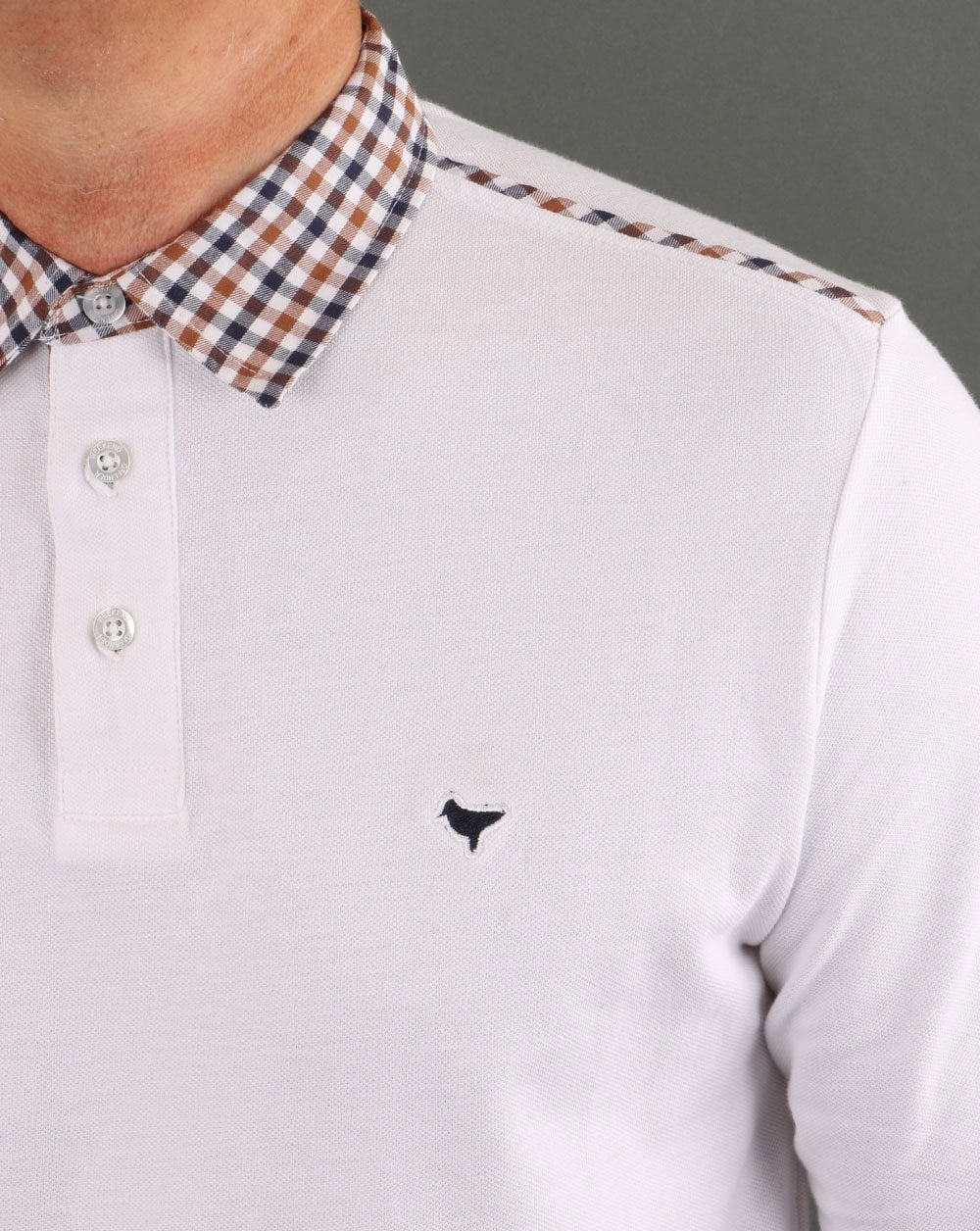 Weekend Offender Check Collar Polo White - Image 3