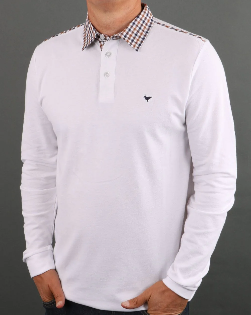 Weekend Offender Check Collar Polo White - Image 4