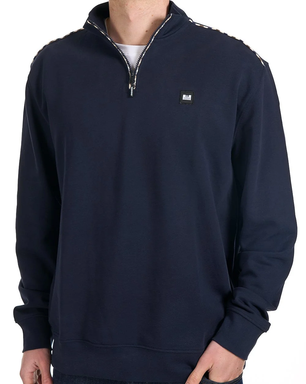 Weekend Offender Matisa Quarter Zip Sweatshirt Navy - Image 4