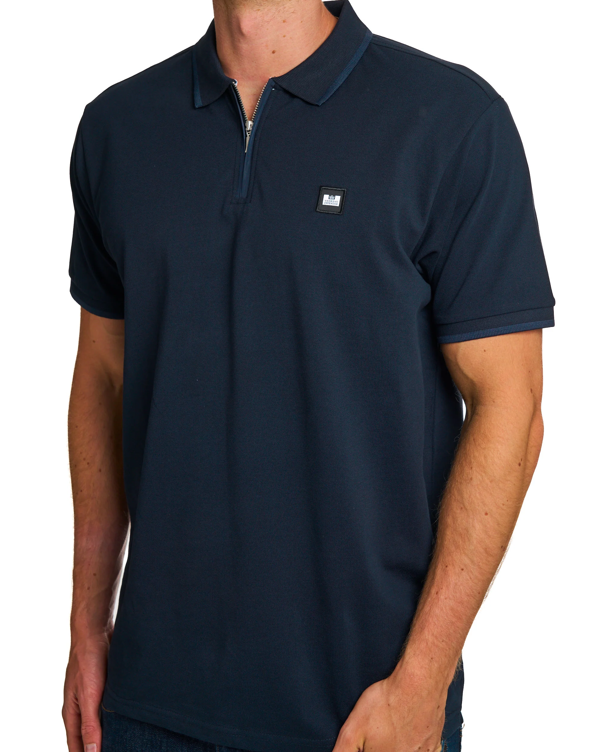 Weekend Offender Monti Zip Polo Shirt Navy - Image 3