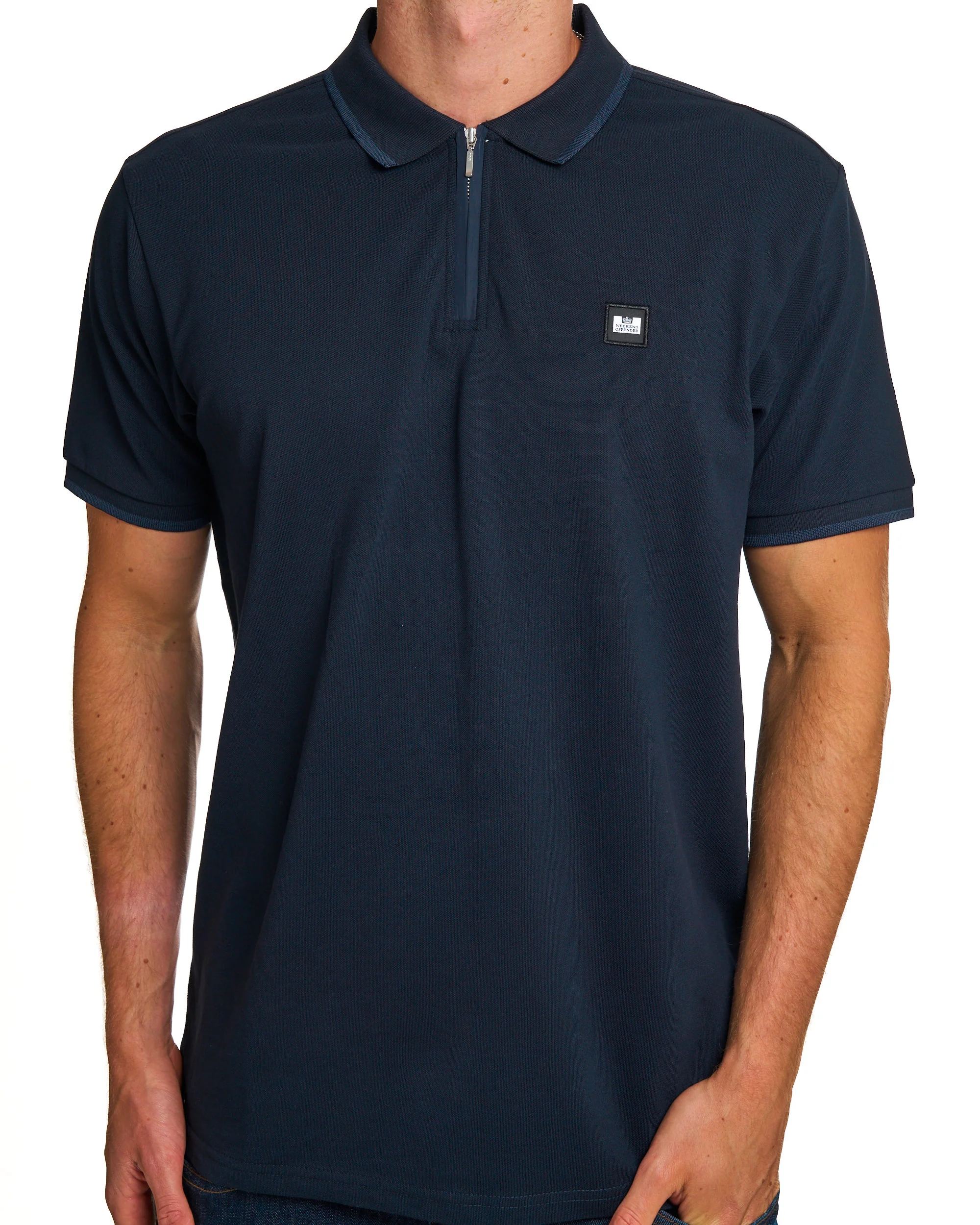 Weekend Offender Monti Zip Polo Shirt Navy - Image 4