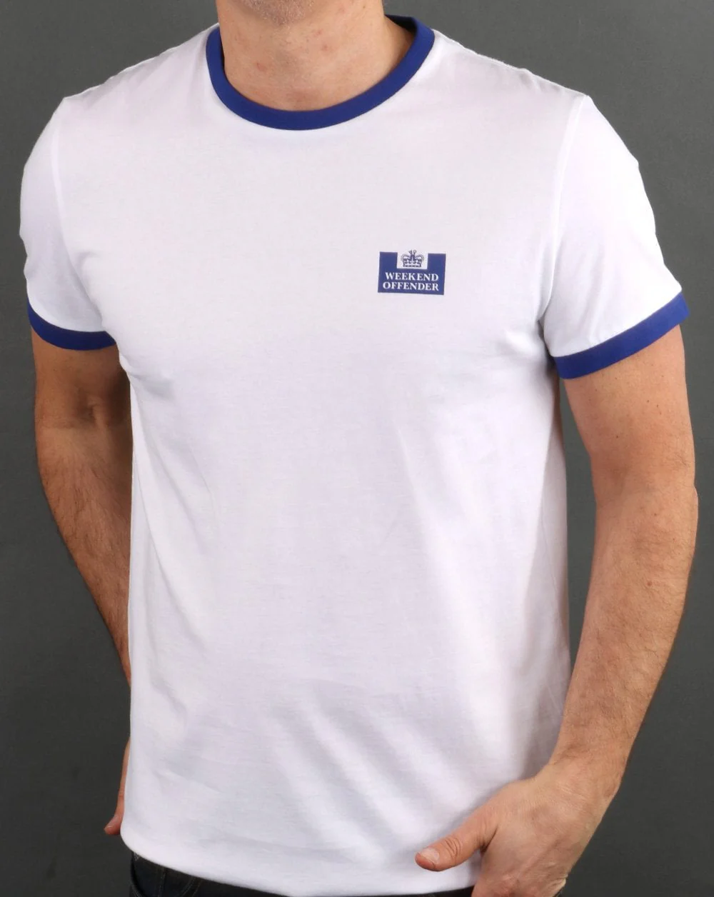 Weekend Offender Ringer Tee White/Royal - Image 3