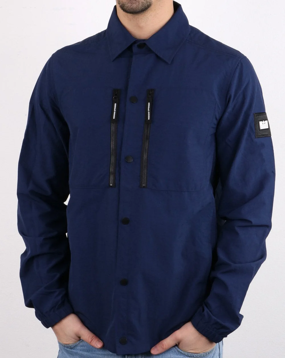 Weekend Offender Zip Pocket Overshirt Navy - Image 2